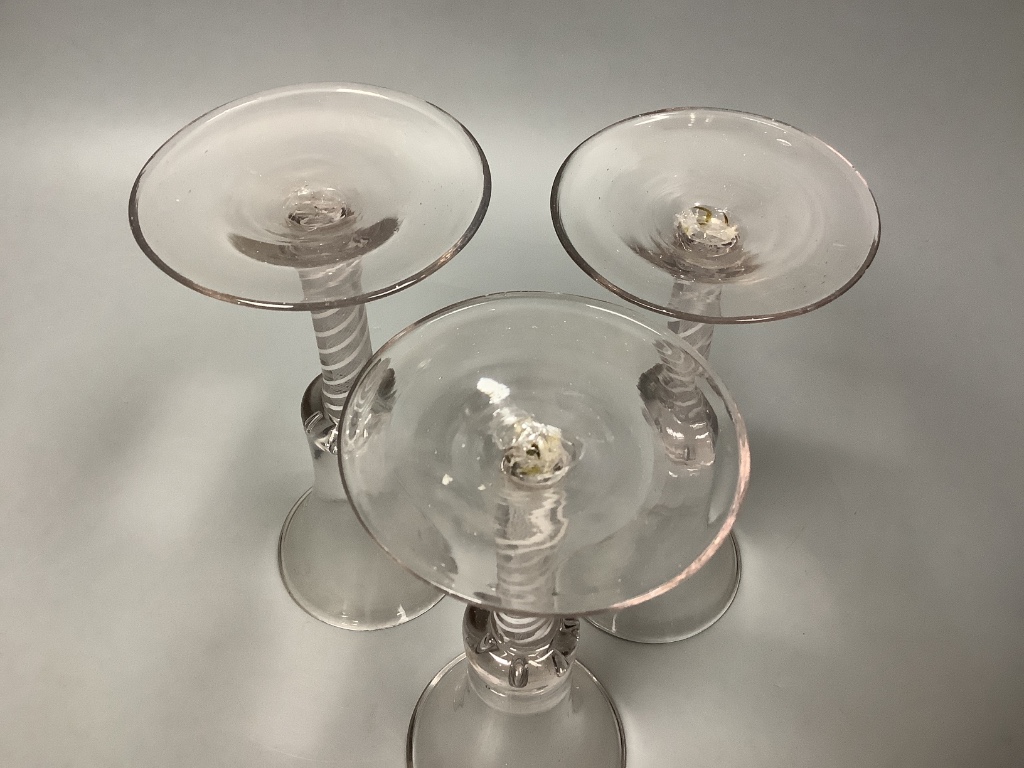 A trio of George III style cotton twist stemmed glasses